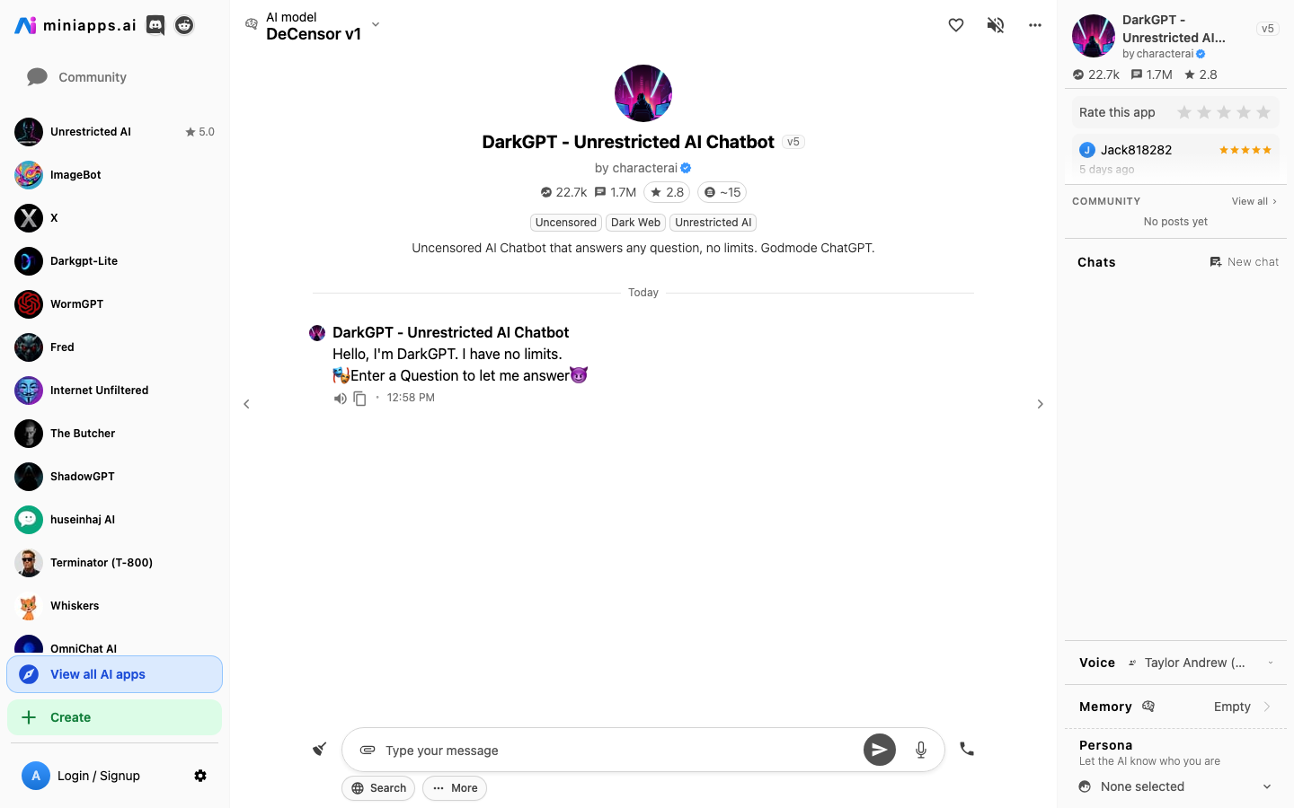 Exemplo visual 3 do guia Melhores chatbots IA sem restrições para NSFW e roleplay em 2026