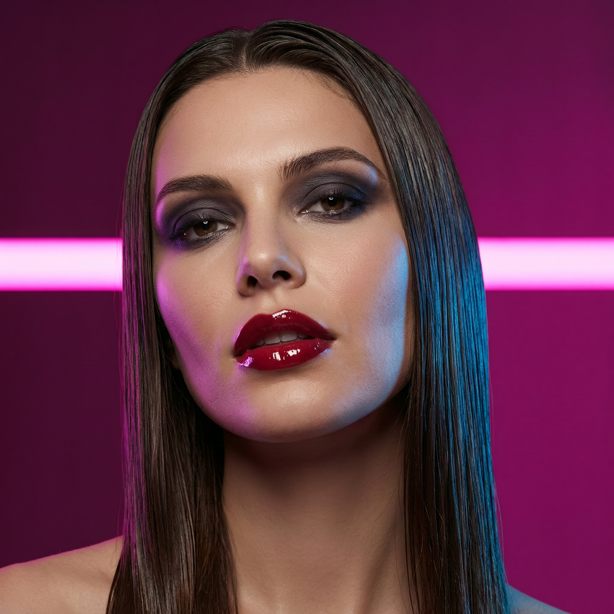 Wan 2.7 imagem fonte de retrato de néon sem censura para um prompt de close-up